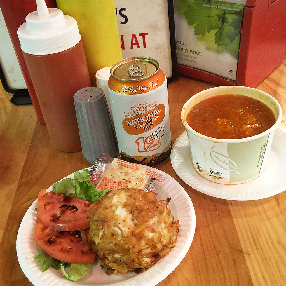 Crabcake and crab chowder at Faidley's | Baltimore, Maryland
