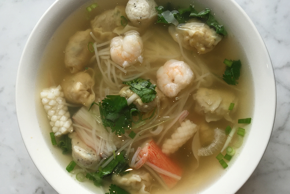 P.T.B. Wonton Soup with added seafood combination at Pho Tau Bay | New Orleans, Louisiana