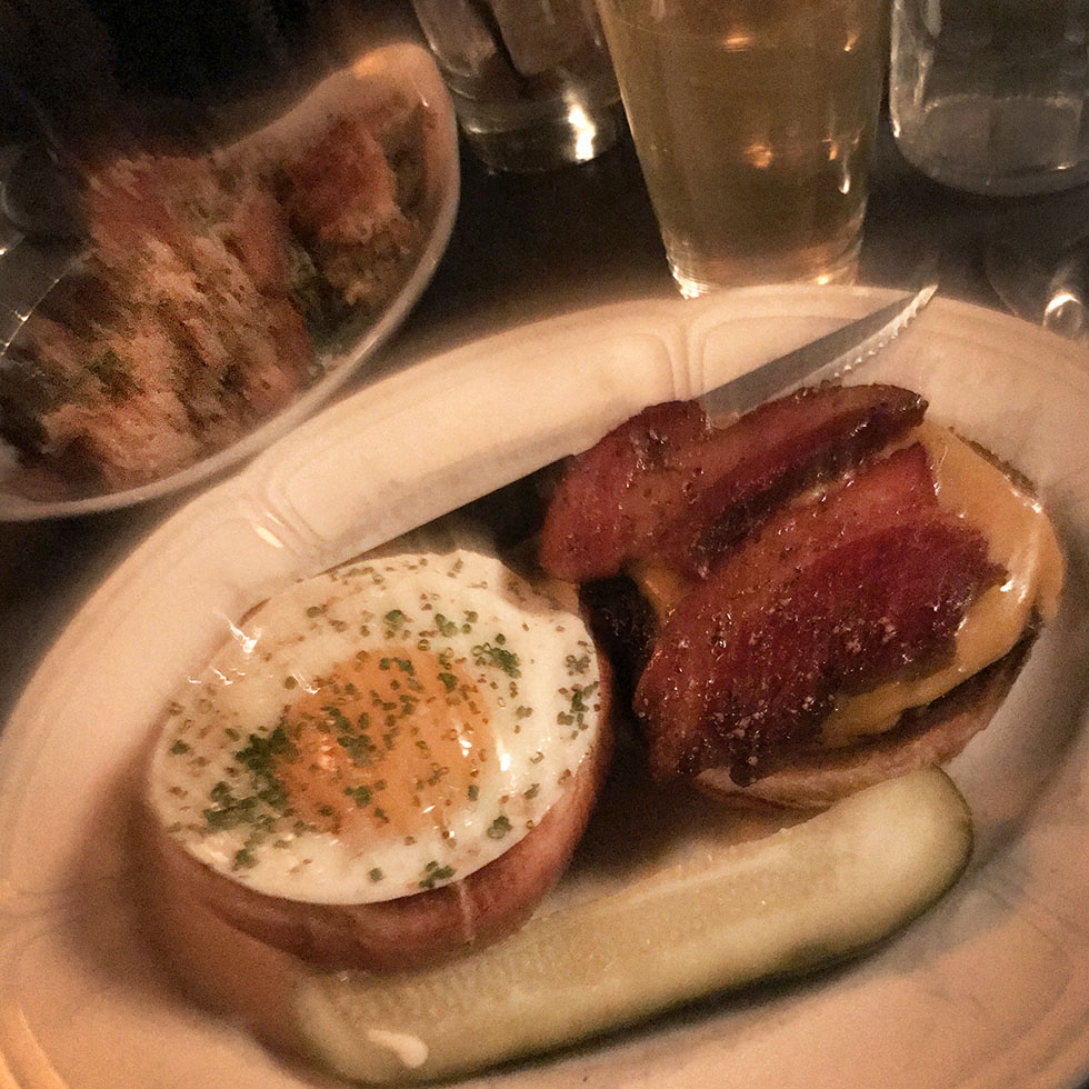 Single cheeseburger with bacon and egg at Au Cheval | Chicago, Illinois